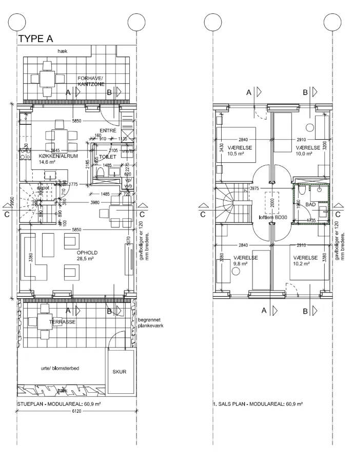 Plantegning af Type 126 (126 m²) i Kohave, Herfølge